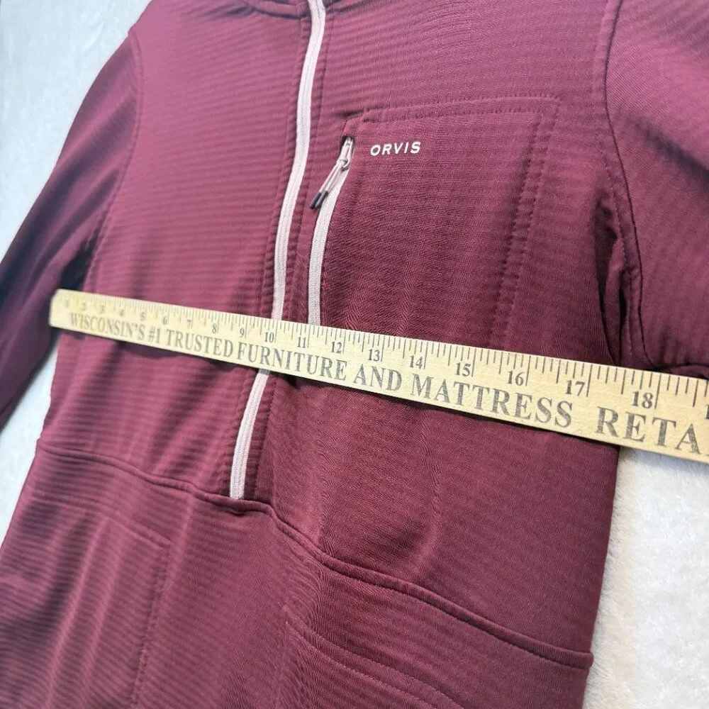 Orvis Quarter Zip Pullover Men’s Maroon Performance Fleece  Outdoor Layer